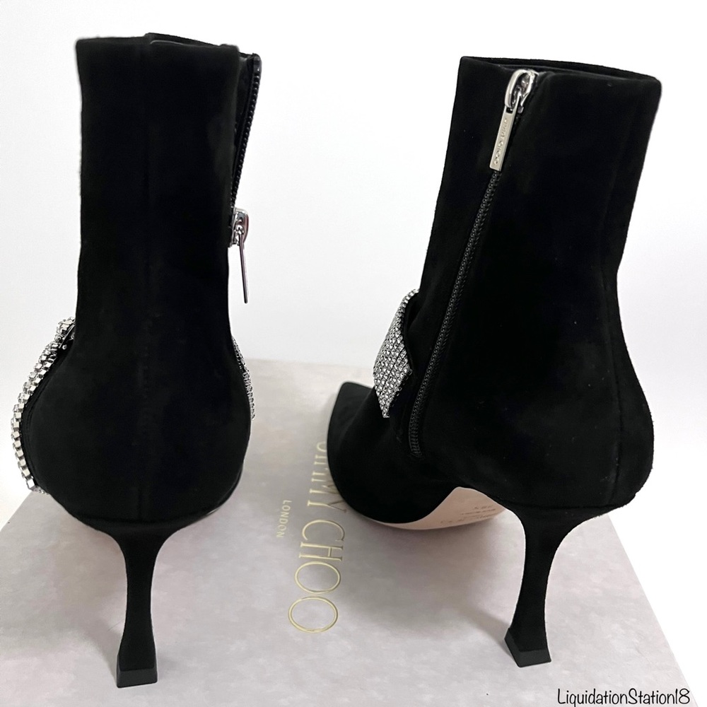 Jimmy Choo Kaza Suede Crystal-Buckle Booties size 39.5/US 9 Authentic - Picture 8 of 8